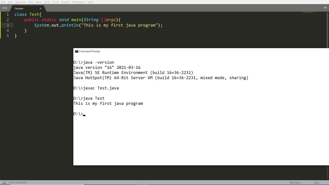 Download, Install and Test First Java Program - JDK-16 - Practical Demonstrations