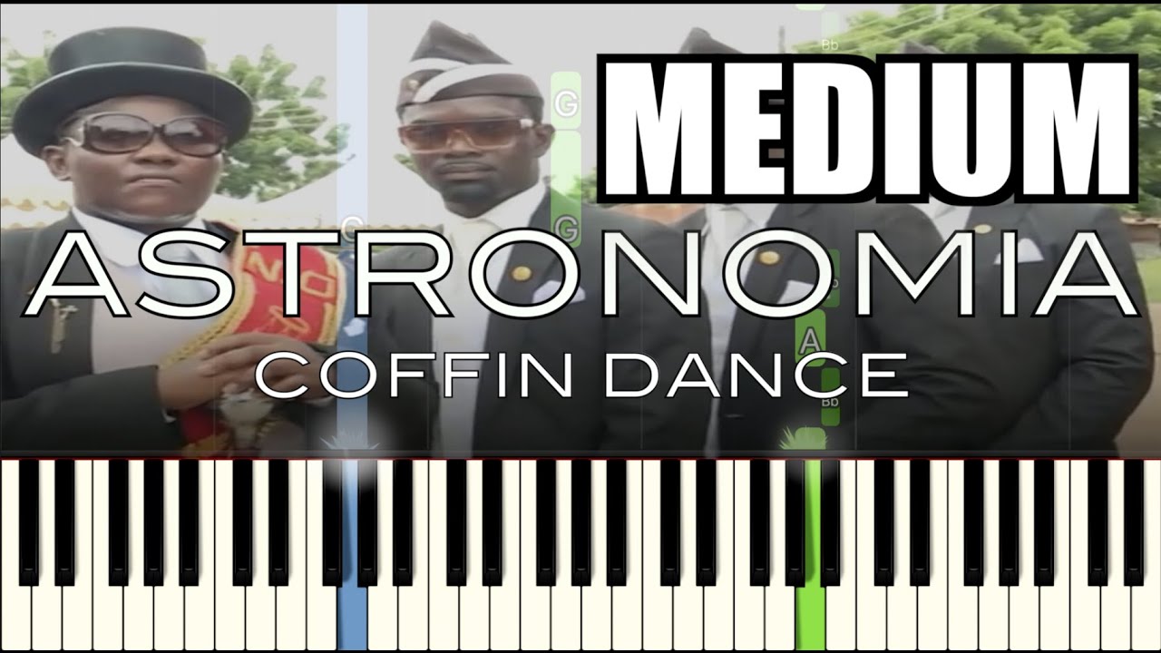 Coffin Dance - Piano Tutorial (MEDIUM) with Glissando - Astronomia - (In Original Key - G Minor)