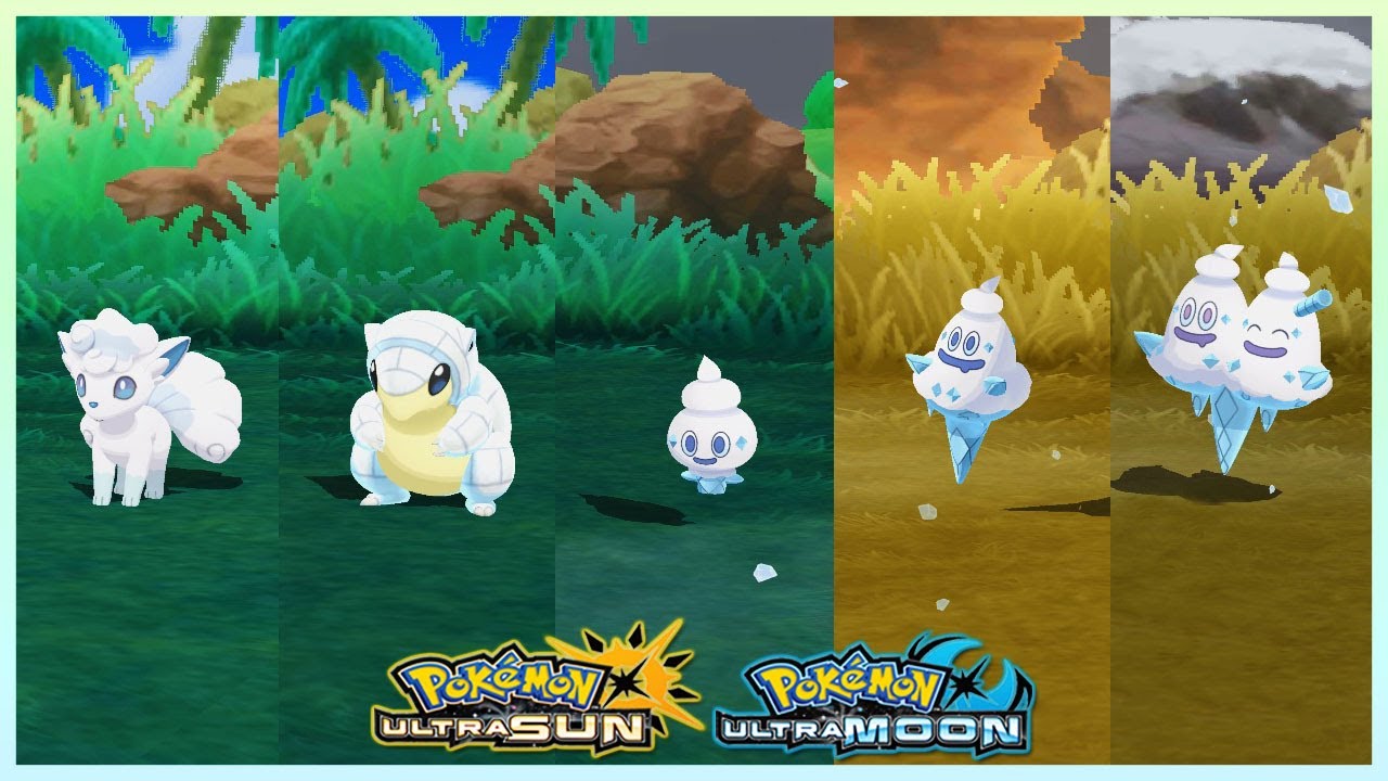 Pokemon UltraSun & UltraMoon - Alolan Vulpix, Sandshrew,Vanillite,Vanillish & Vanilluxe Locations