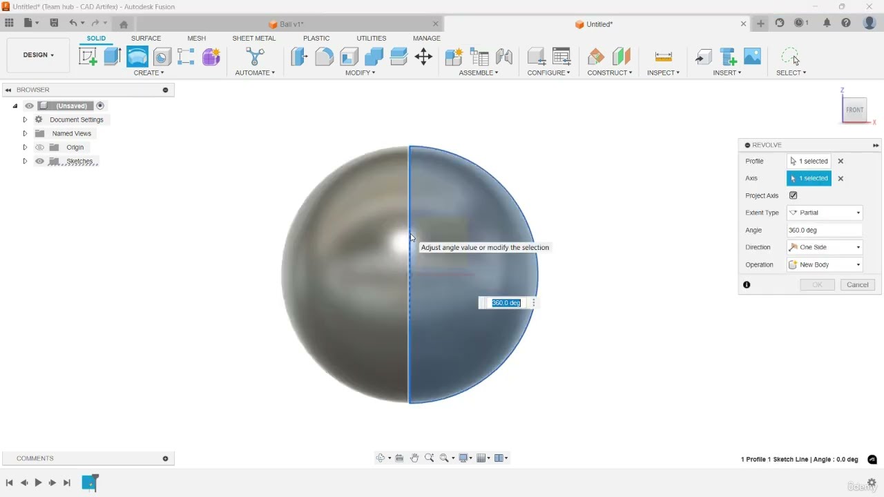 FUSION 360 COMPLETE COURSE 2026, PART 32: BEARING ASSEMBLY - CREATING THE BALL (PART 3)