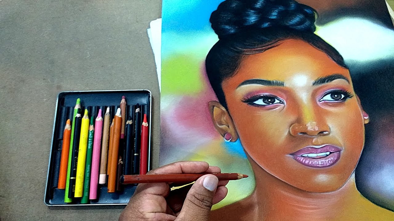 como desenhar pele negra com lapis pastel seco-desenhista de retrato -curso de desenho realista