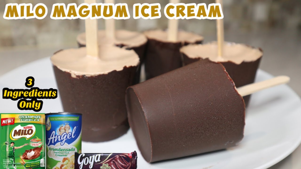 3 INGREDIENTS MILO MAGNUM ICE CREAM || How To Make Milo Magnum Ice Cream