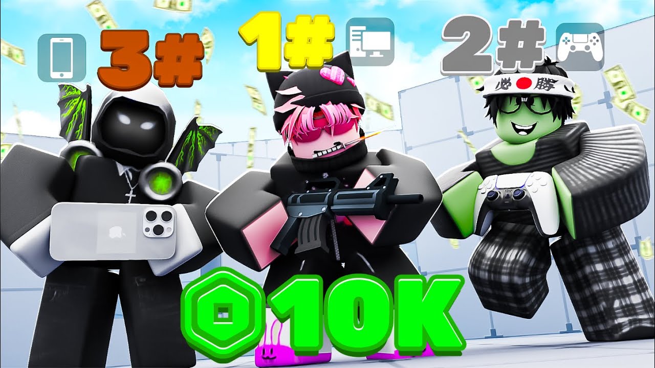 $10,000 ROBUX RANKED 1v1... PC vs MOBILE vs CONTROLLER