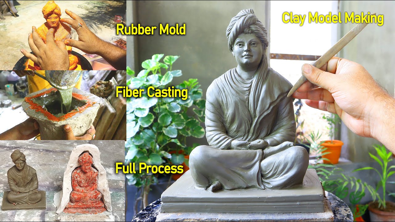 Swami vivekanand ki murti | Make Silicon Rubber mold | Fiber casting | fiber statue making process