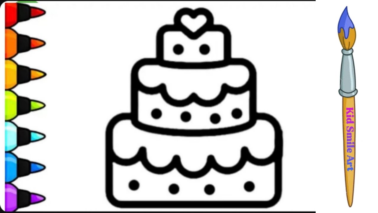 Easy cake drawing for kids|How to draw a cake|Cute cake drawing for kids 