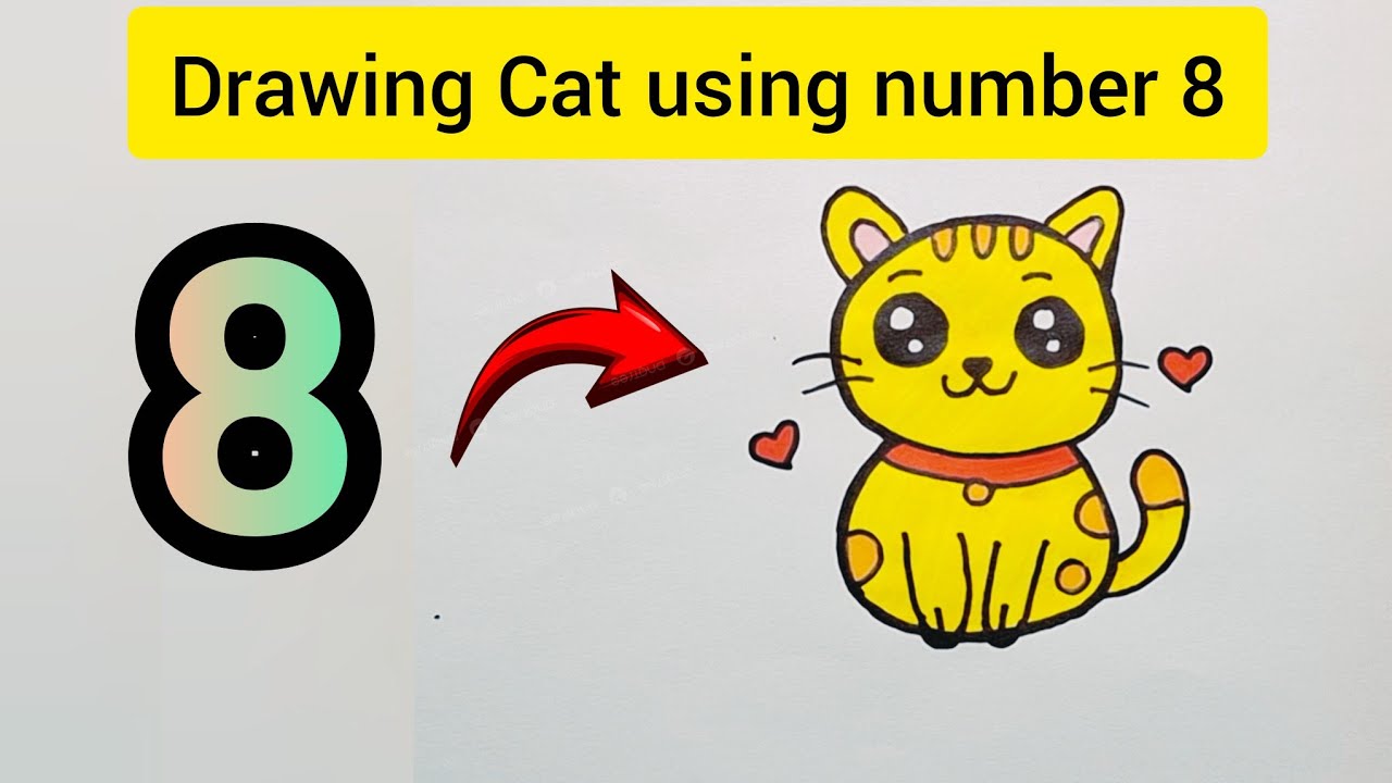 Drawing an Adorable Cat Using Only the Number 8