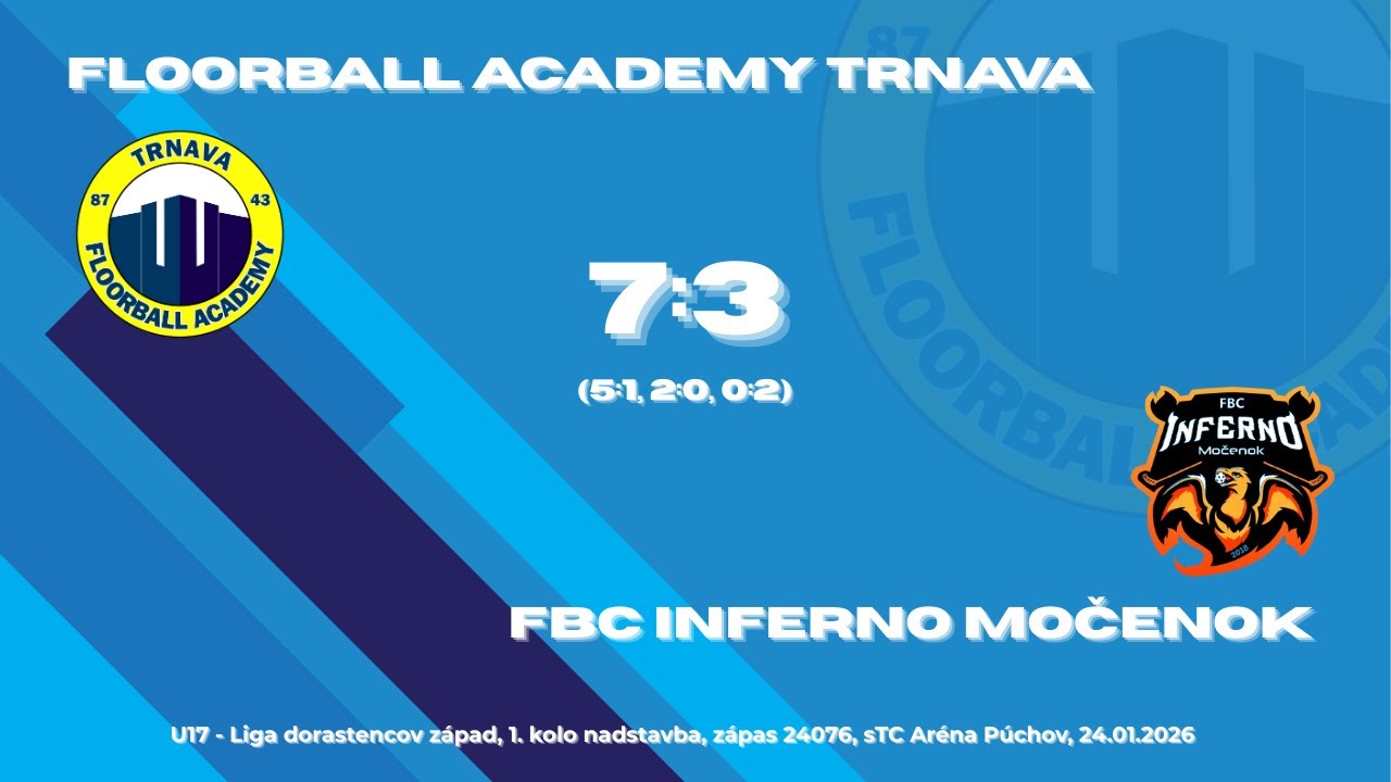 U17 - Floorball Academy Trnava vs FBC Inferno Močenok 7:3 (24.01.2026)