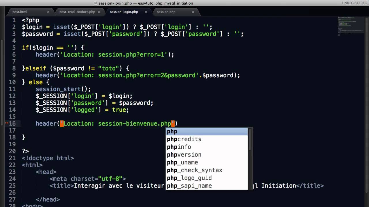 Les sessions. Interagir avec le visiteur , initiation PHP & MySql