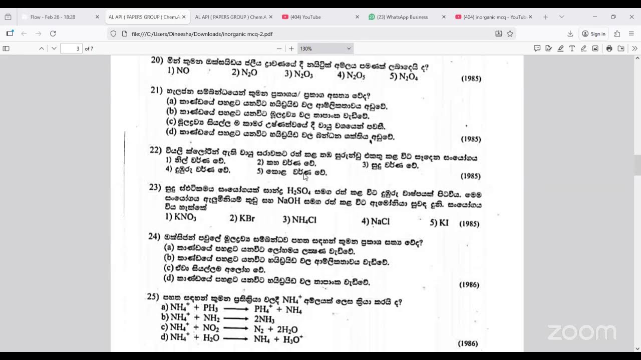 inorganic mcq