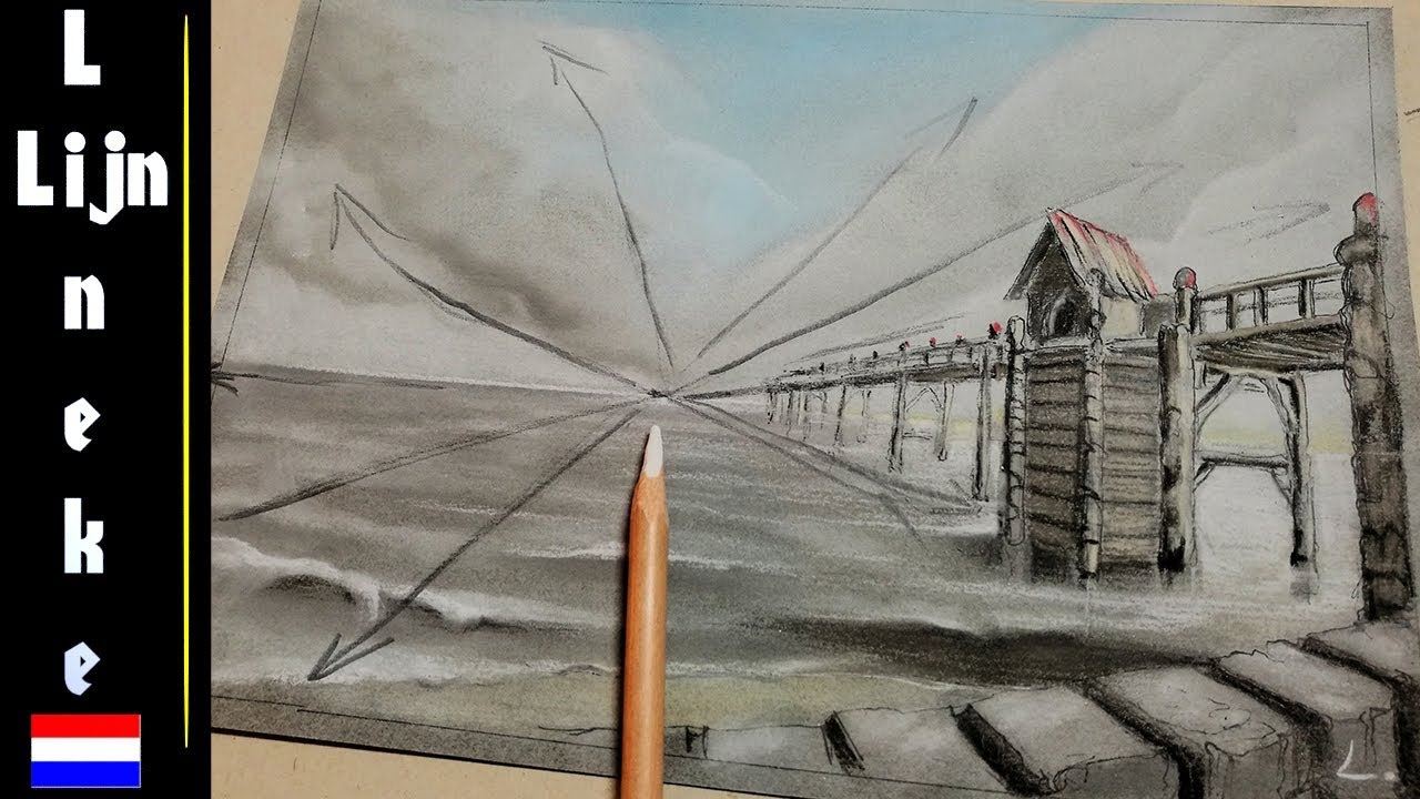 Perspectief tekenen voor beginners - verdwijnpunt in lucht en zee