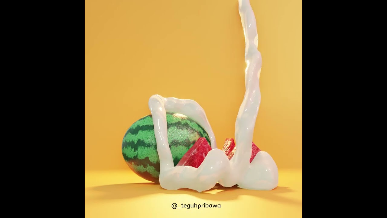 3D Motion : Watermelon with fluid cream - Eevee Render Blender