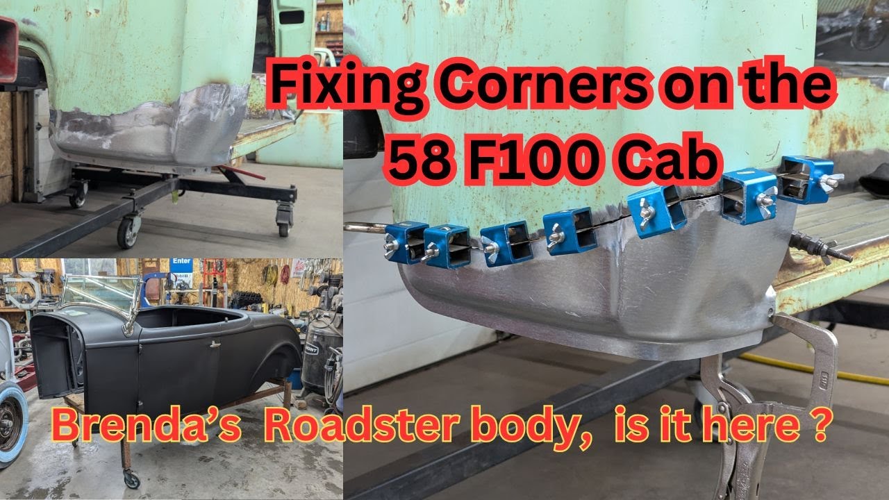 Finishing corners on the 58 F100 Patina Cab another Roadster Body arrives