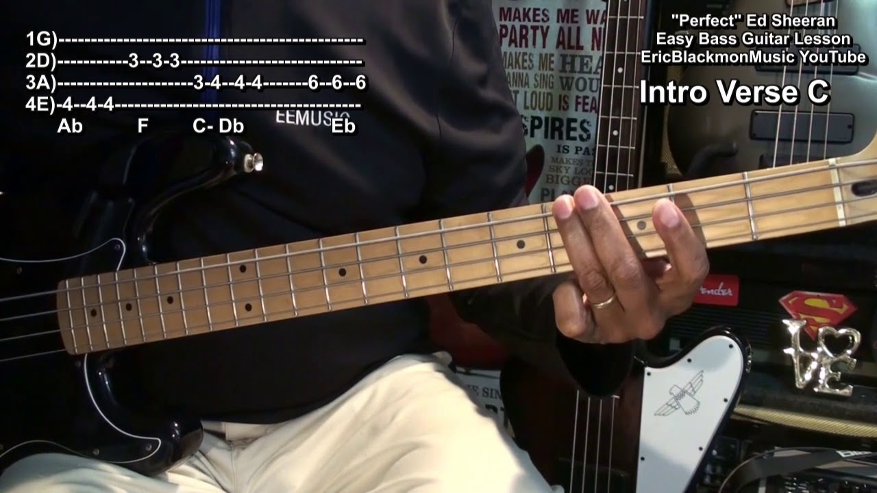 Ed Sheeran PERFECT Bass Guitar Lesson @EricBlackmonGuitar