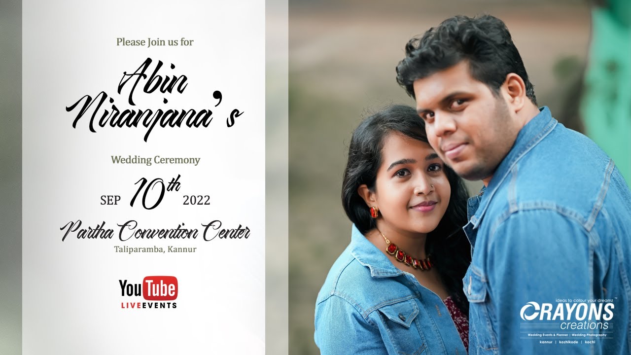 Abin & Niranjana Wedding Live @Partha Convention Centre, Bakkalam, Kannur
