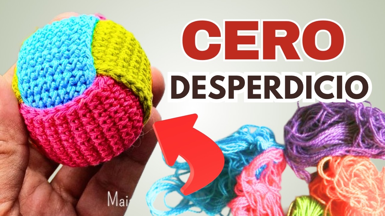 UTILIZA TUS RESTOS DE HILO y teje una BONITA PELOTA LLAVERO A CROCHET | tutorial pelota tres bandas