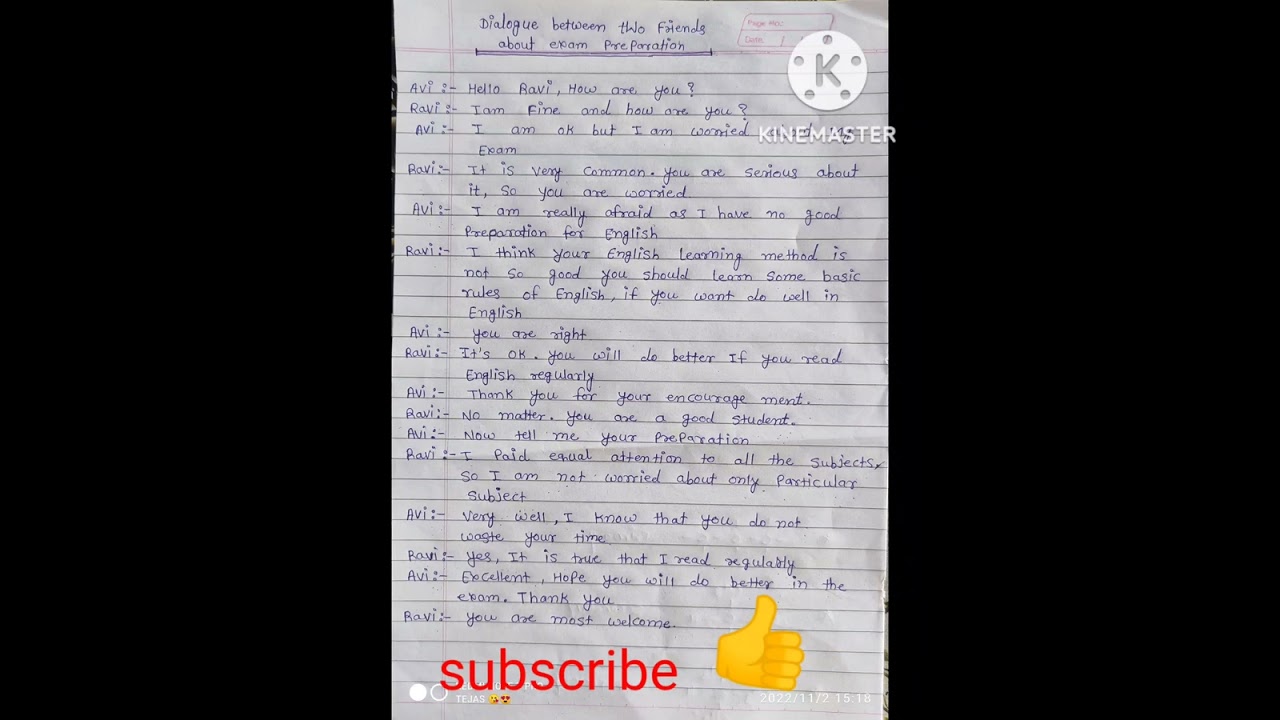 📗📒👍 Dialogue between two friends about exam preparation 🌹in discription telegram group link join 👍📒📗