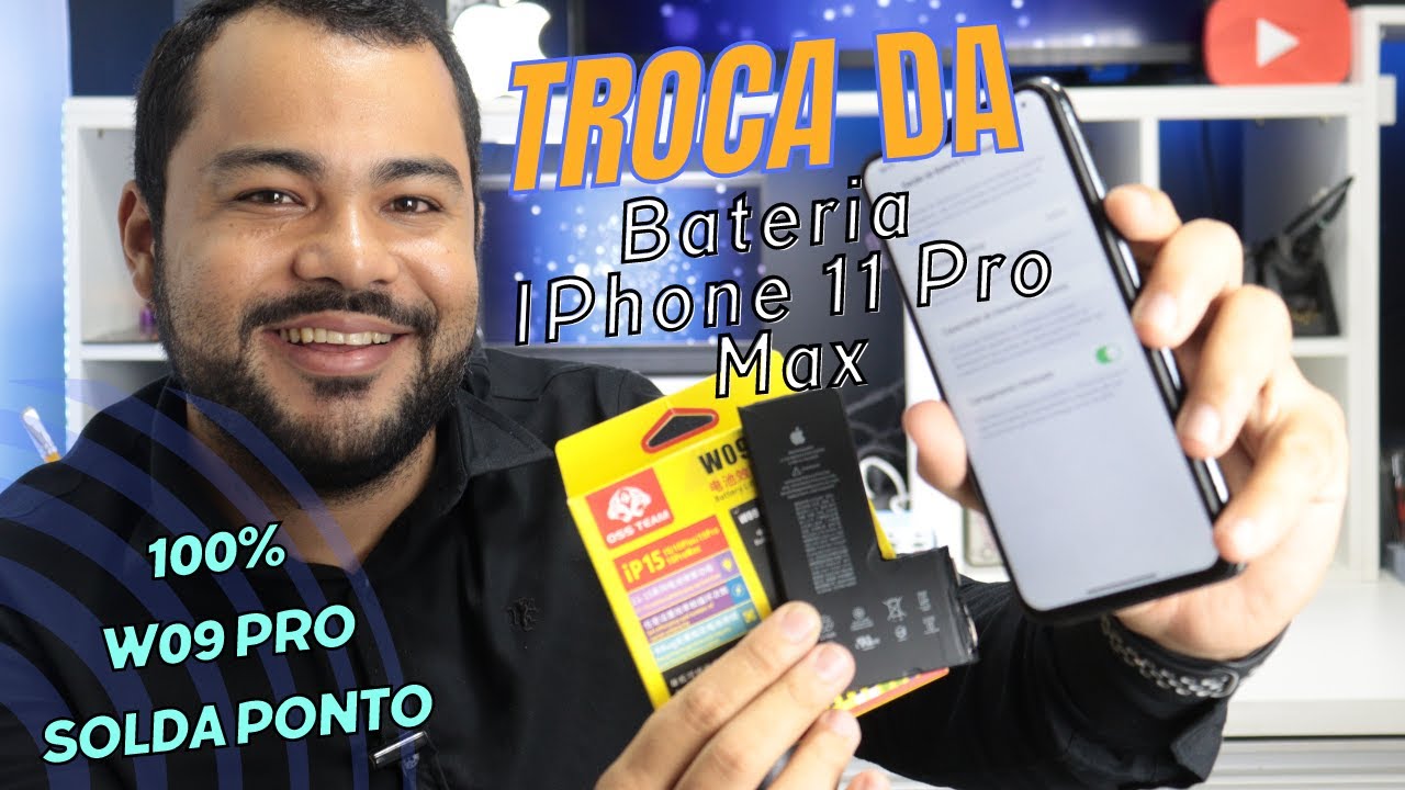 Como trocar a bateria do IPhone 11 Pro Max com Solda Ponto e W09 Pro deixando a saúde em 100%