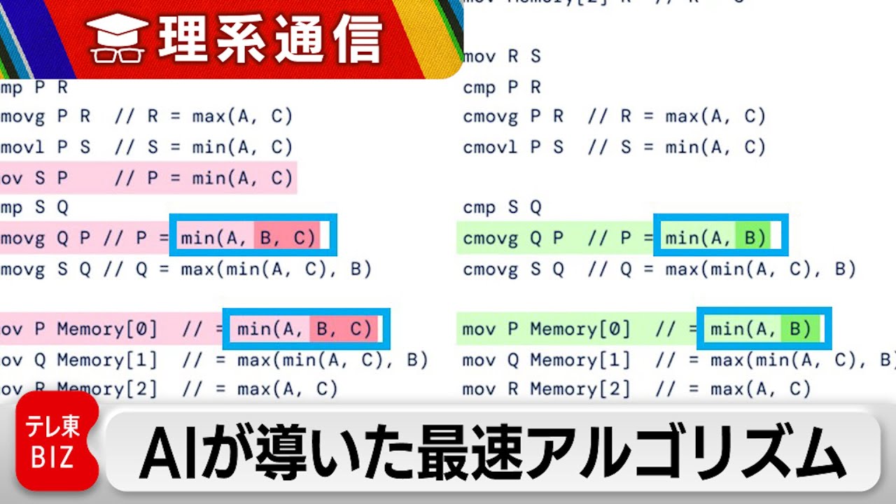高速アルゴリズムを発見するＡＩ「AlphaDev」 Google DeepMindが発表【橋本幸治の理系通信】（2023年6月8日）