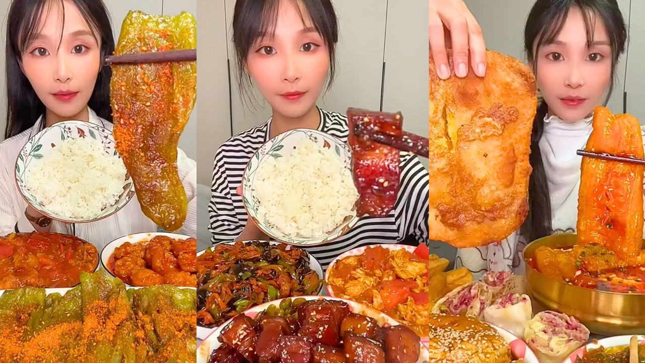Braised Pork Skin, Glazed Pork Belly and Rice Mukbang Feast