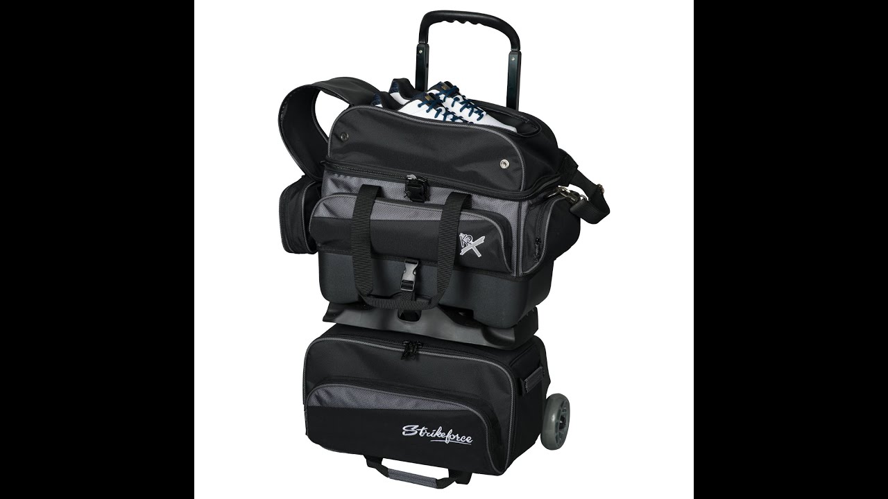 KR Strikeforce Konvoy 4-Ball Roller Bowling Bag with Top Shoe Compartment Black/Carbon