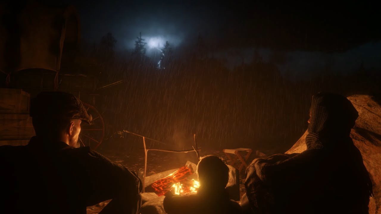 Camping In A Thunderstorm With The Marston Family | RDR2 ASMR