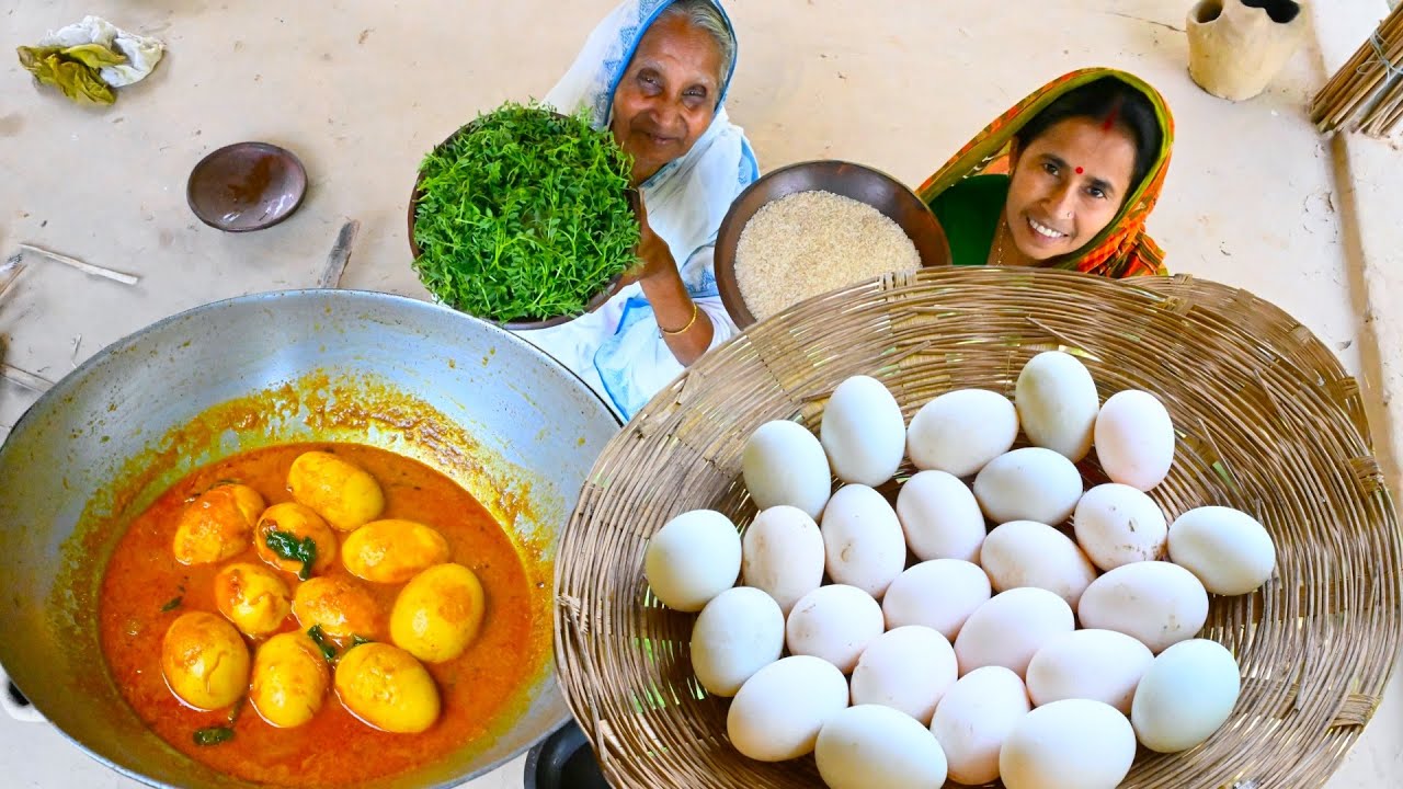 মায়ের হাতের সেরা স্বাদের হাঁসের ডিম কারি সঙ্গে ছোলা শাকের ঘন্ট রান্না | Duck egg curry bengali