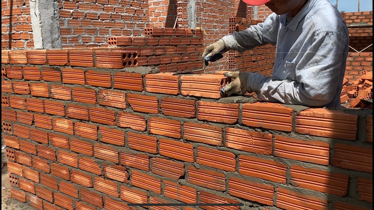 cách mà thợ nông thôn họ xây tường phòng ngủ bằng gạch ống 6 lỗ chuẩn đẹp