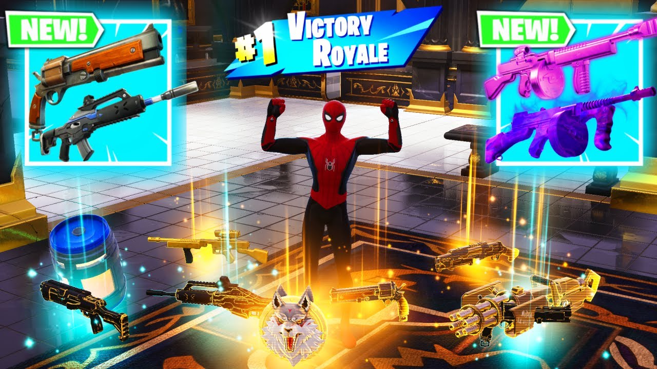 SPIDER-MAN vs EXOTIC GUNS 3 NEW MEDALLIONS & MYTHIC’S CHALLENGE (Fortnite Chapter 6)