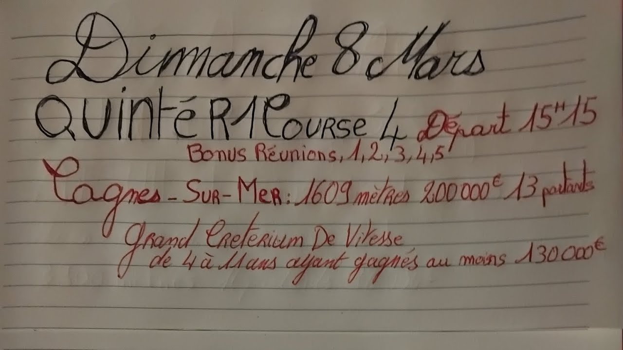 Quinte du dimanche 8 mars.  On veut l'ordre!! Merci a ceux qui 👍 et partages. 