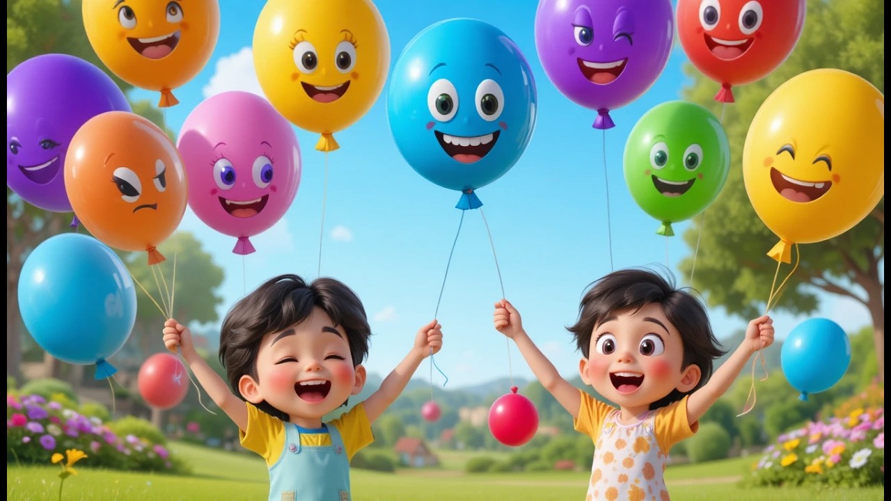 Negen Kleine Pop Pop Pop Speelgoedballonnen | Vrolijk Tel- en Kleurenliedje