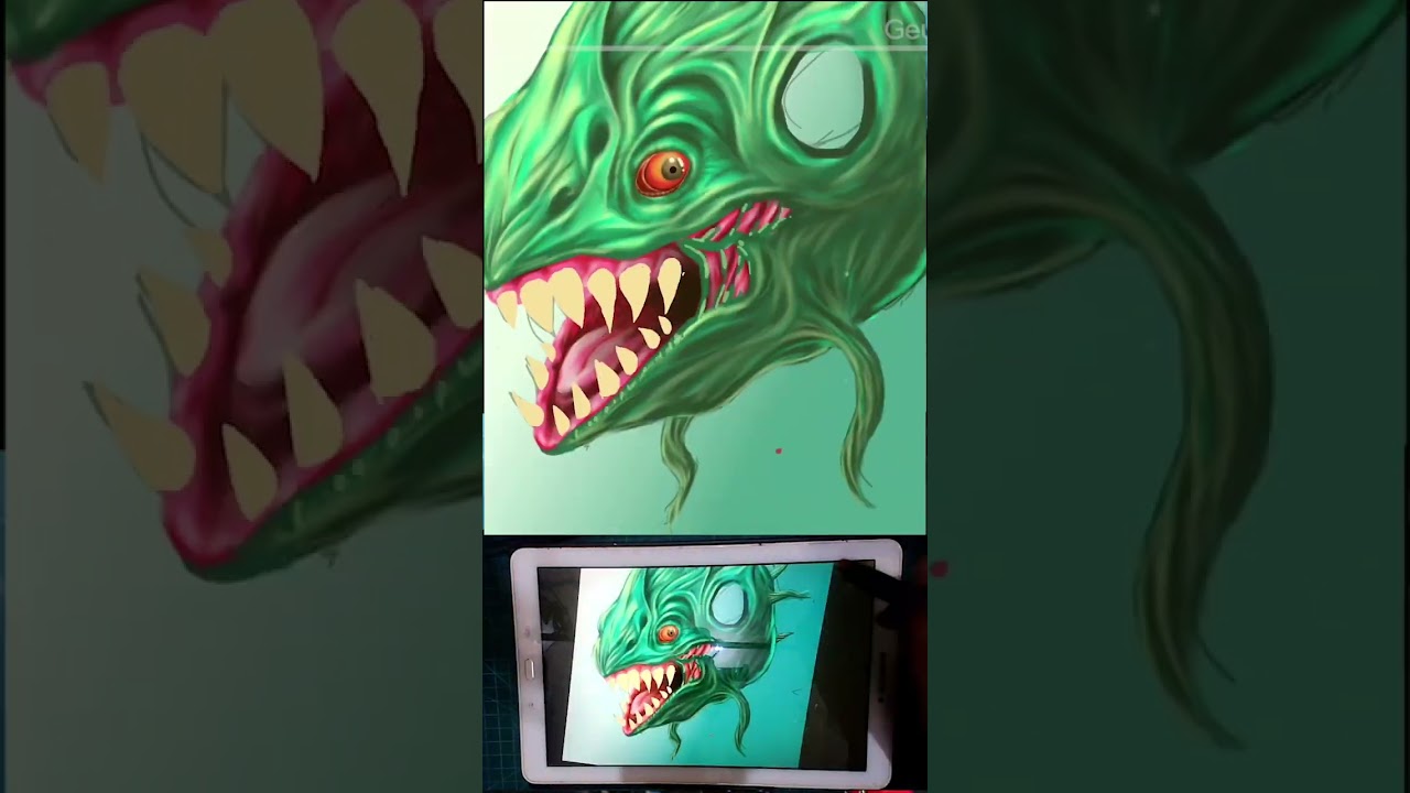 DRAWING Green Alien Bacteria #shorts #fun #illustration #digitalillustration