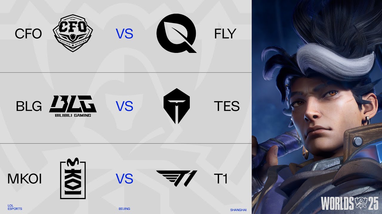 CFO x FLY | TES x BLG | MKOI x T1 | Md3 | Worlds 2025 | Fase Su&iacute;&ccedil;a | Dia 9