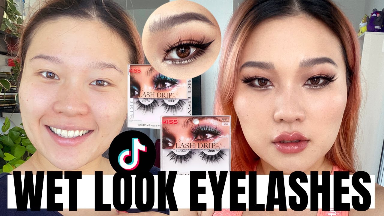 TikTok ABG Approved WET LOOK EYELASHES Manga Lash Tutorial ft. Kiss Lash Drip Wet Lashes Review!