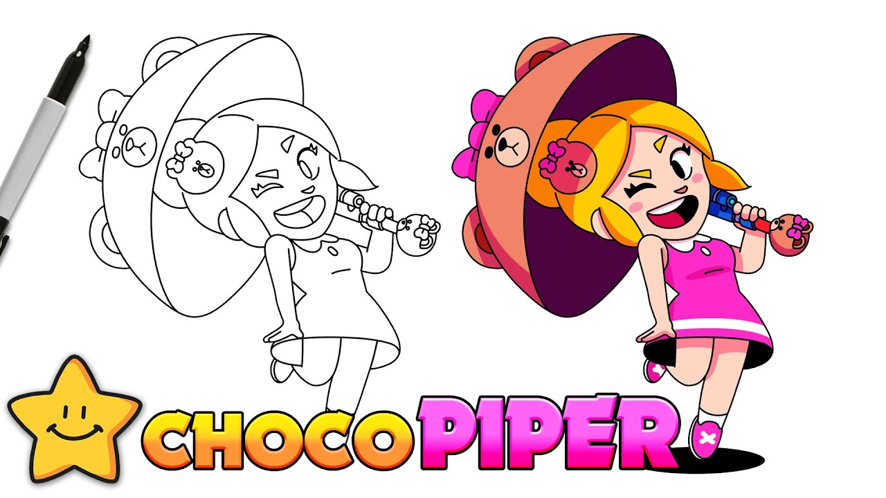 How To Draw CHOCO PIPER | Brawl Stars | Piper New Skin | Step By Step