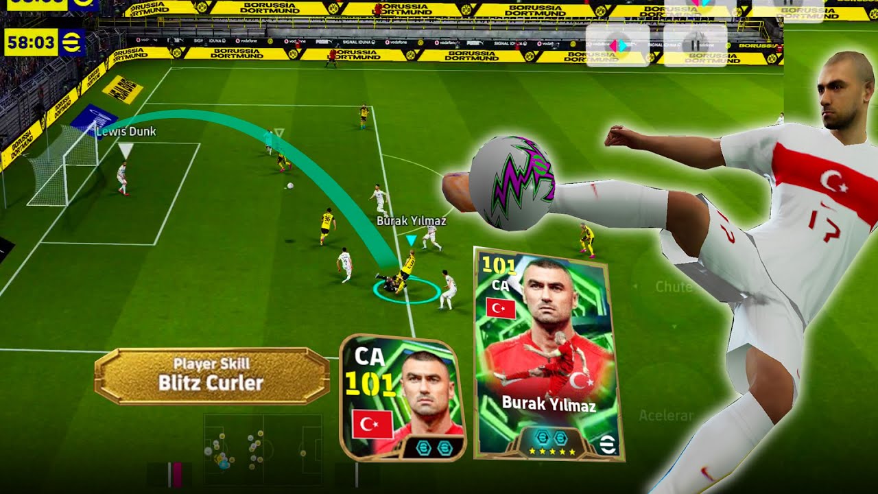 Absurdo / Burak Yılmaz Blitz Curler joga Muito no eFootball 26 Mobile