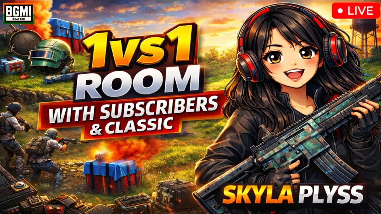 ❤️1VS1 ROOM WITH SUBSCRIBERS & CLASSIC GAMEPLAY || @skyla_playsLive #bgmi #girlgamer