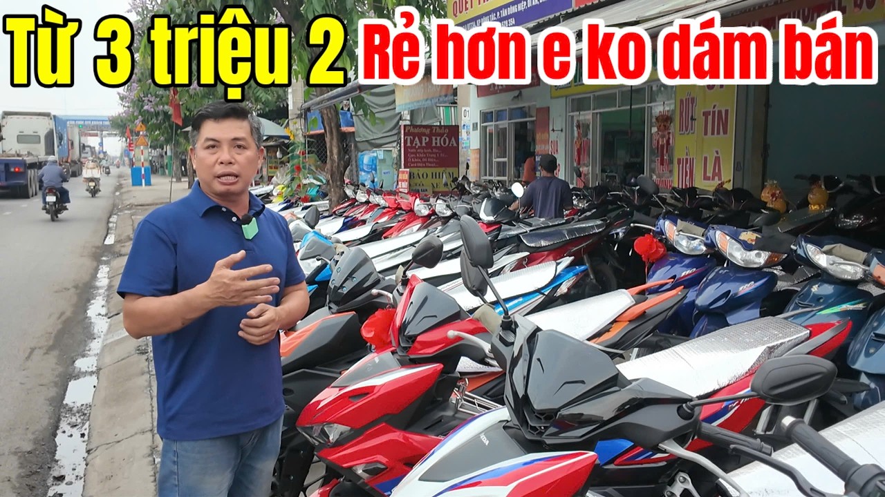 Tuyên bố bán xe đẹp giá cao..Rẻ sao mà ngon được!! Thành Huỳnh Dĩ An thanh lý 200 xe máy cũ có góp