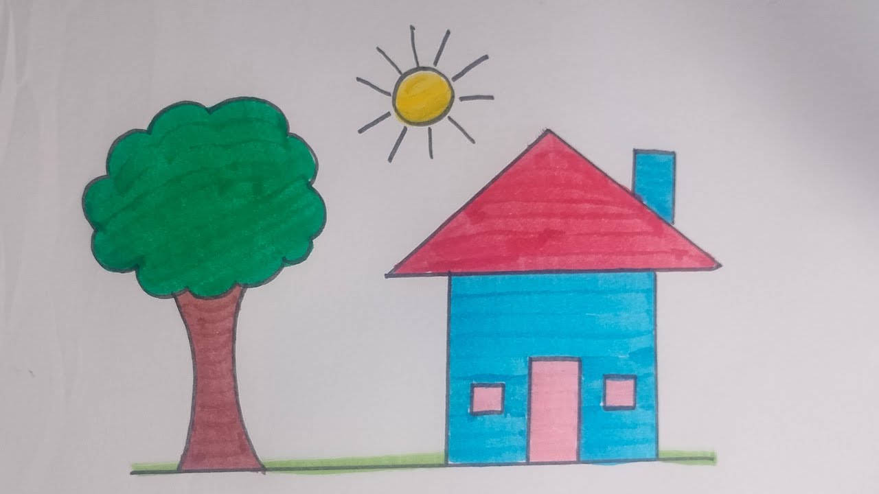 House Drawing Easy | kids house | #housedrawing #houseeasyart