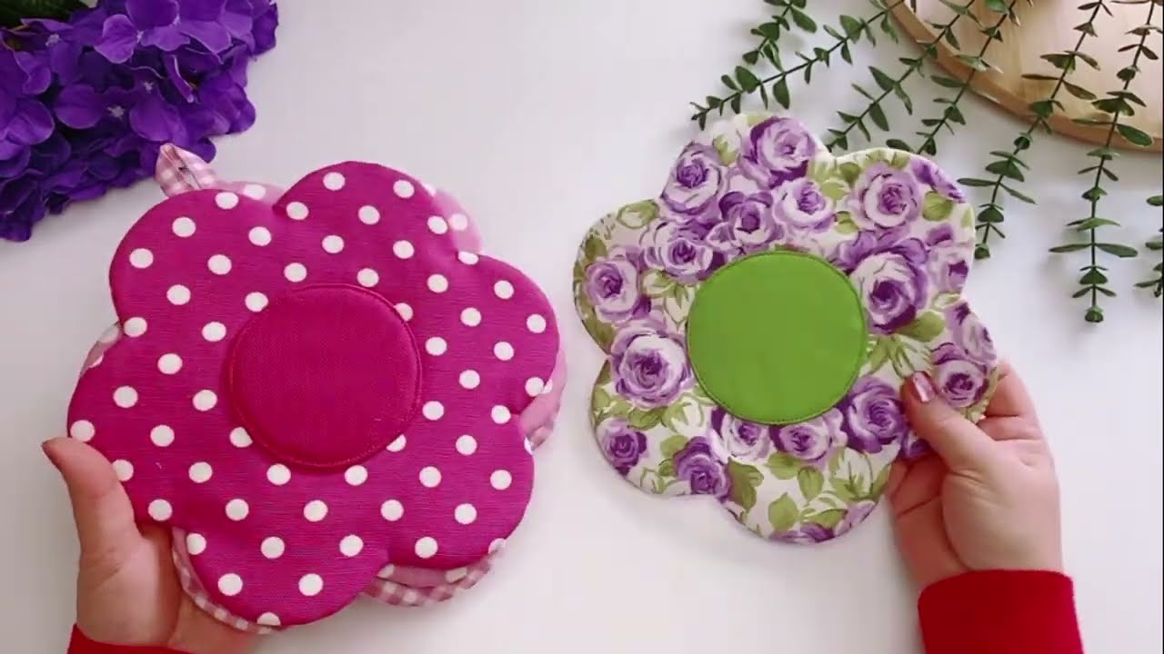 Instagram’da Trend!🌸Çiçek Şeklinde Tutacak Dikiyoruz-How to sew flower potholder