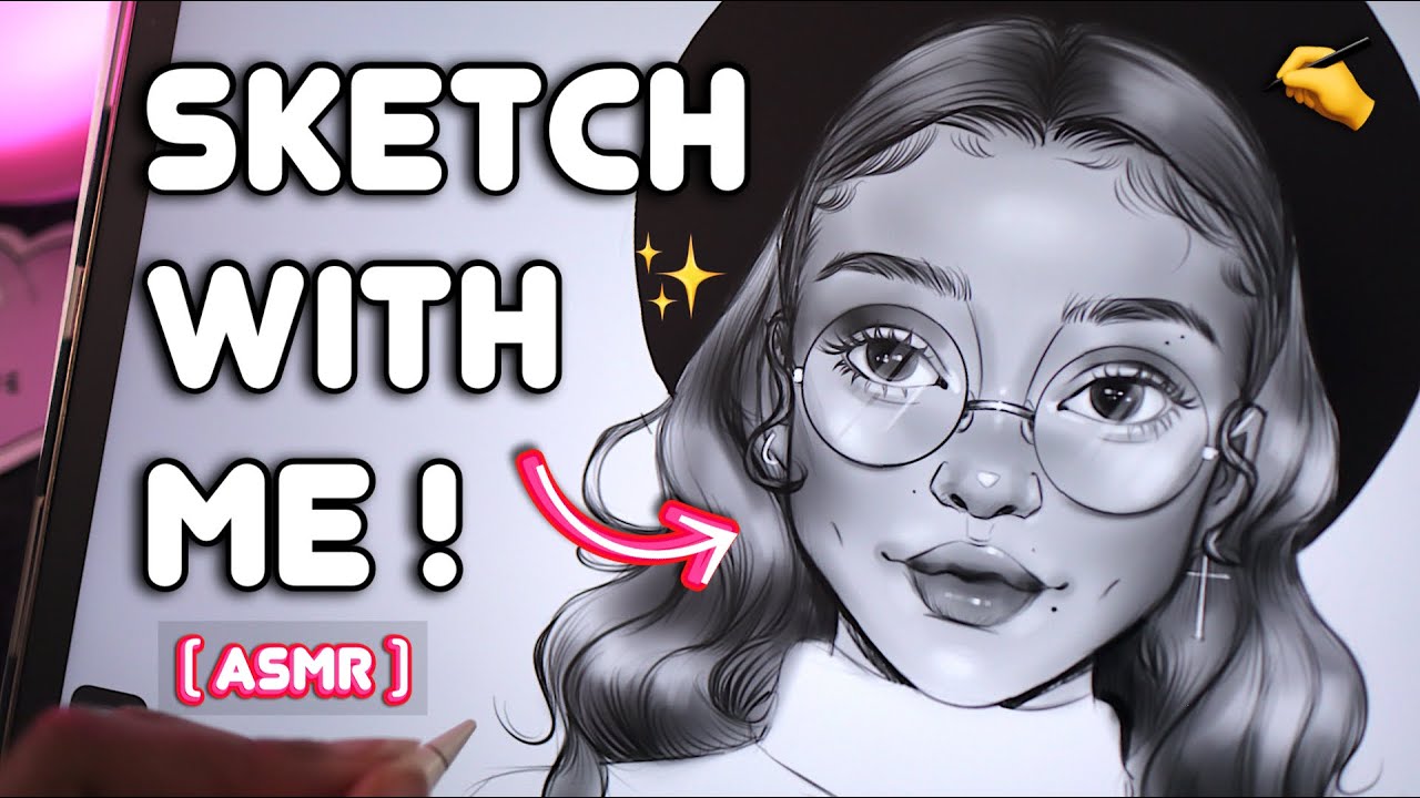 Sketch with me | No talking iPad Pro ASMR | w/ Subtitles | 🎧💕✨