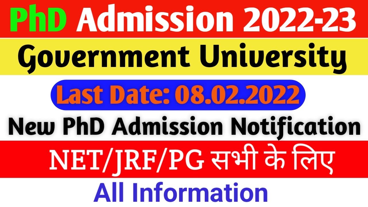 PhD New Notification | PhD Admission Notification 2023 | Latest PhD Application Online