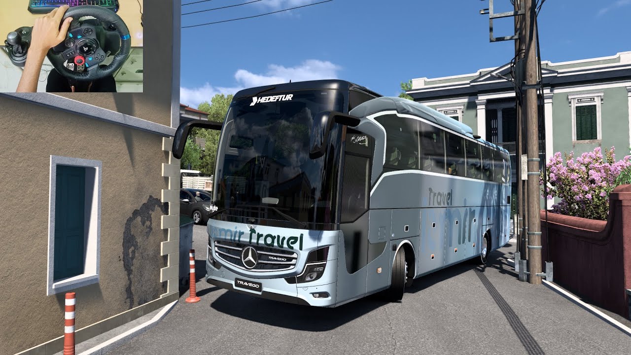 Realistic Bus Drive through Mitilini city in Greece Island | #ets2 | Logitech G29 Setup