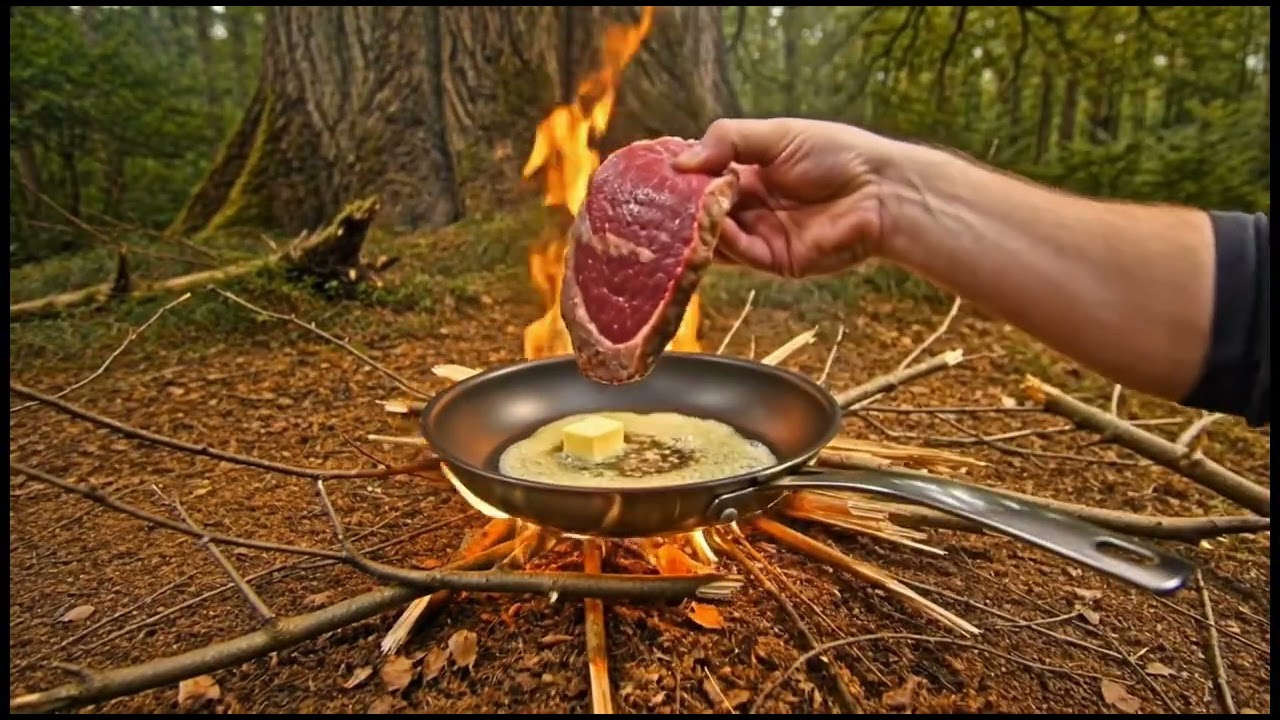 Alone in the Forest &ndash; Cooking by the Fire ASMR