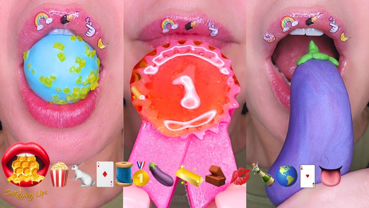 ASMR Satisfying Eating Emoji Food Challenge