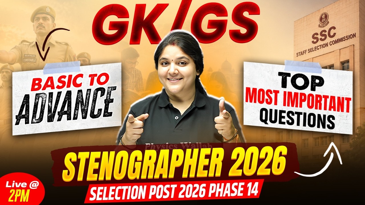 SSC Selection Post GK GS Class 2026 | Most Important Questions | SSC Steno GK GS by Bhagyashree Mam