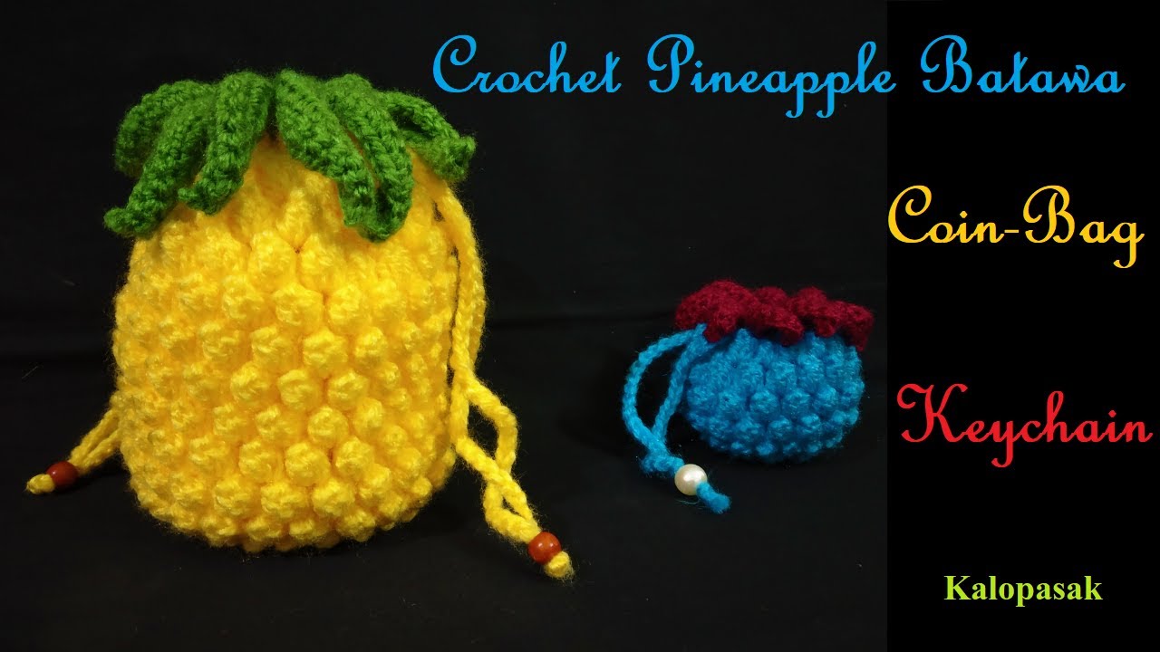 Crochet Pineapple Batawa (subtitles) | Bag 22 | Coin Bag | Keychain | Crochet Draw String Bag |बटवा