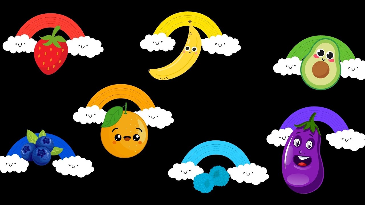 Baby Sensory Video | Bedtime Lullabies | Dancing Rainbow Veggies & Fruits