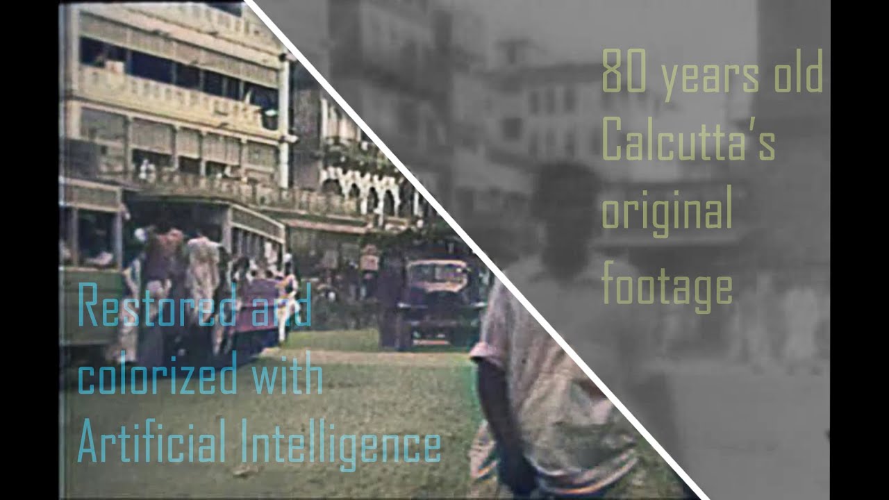 80 year old rare footage of Calcutta (Kolkata) streets restored and colorized with AI.