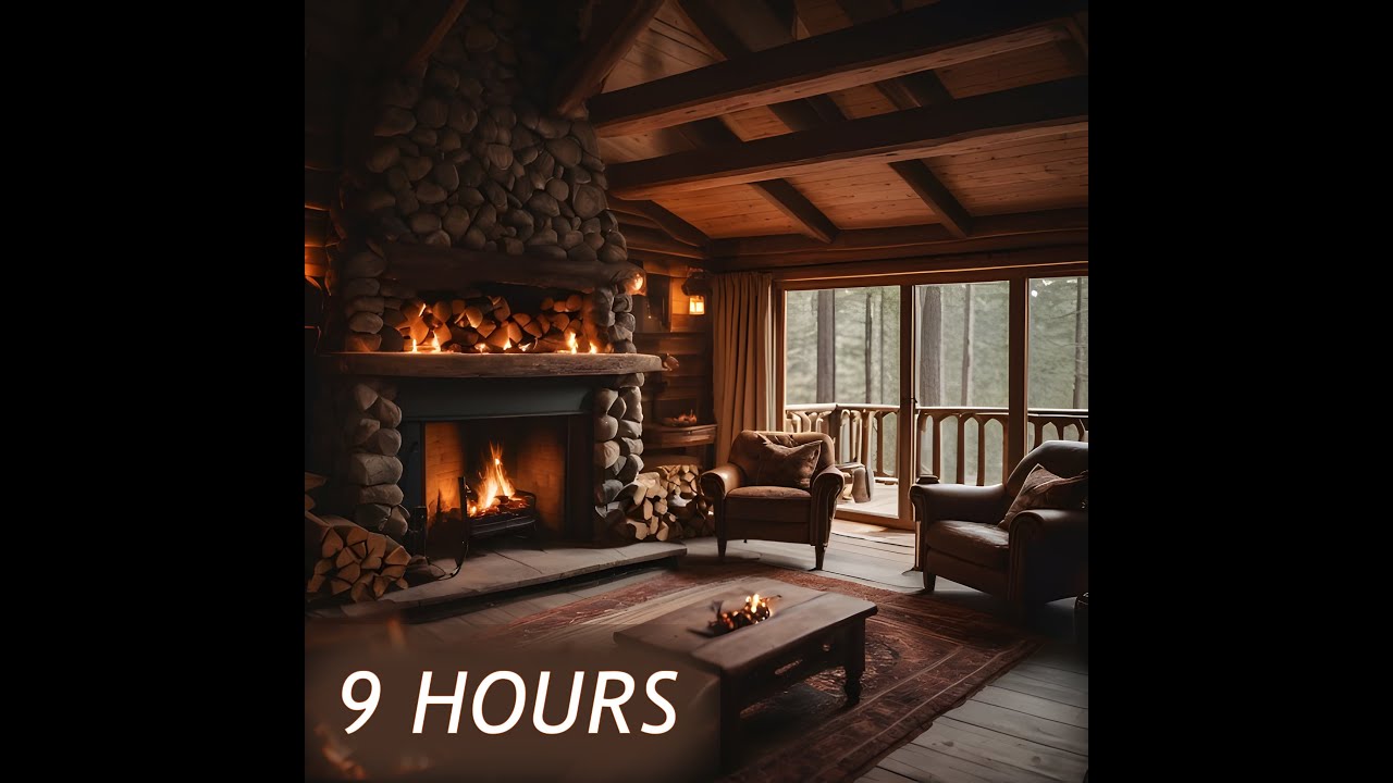 9 hours, Cabin, cozy fire and crickets