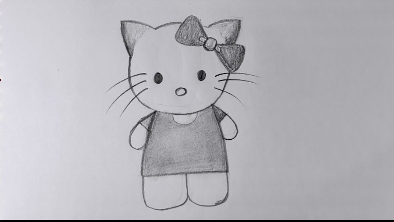 Hello kitty drawing | easy drawing tutorial | step by step drawing | Pencil sketch 